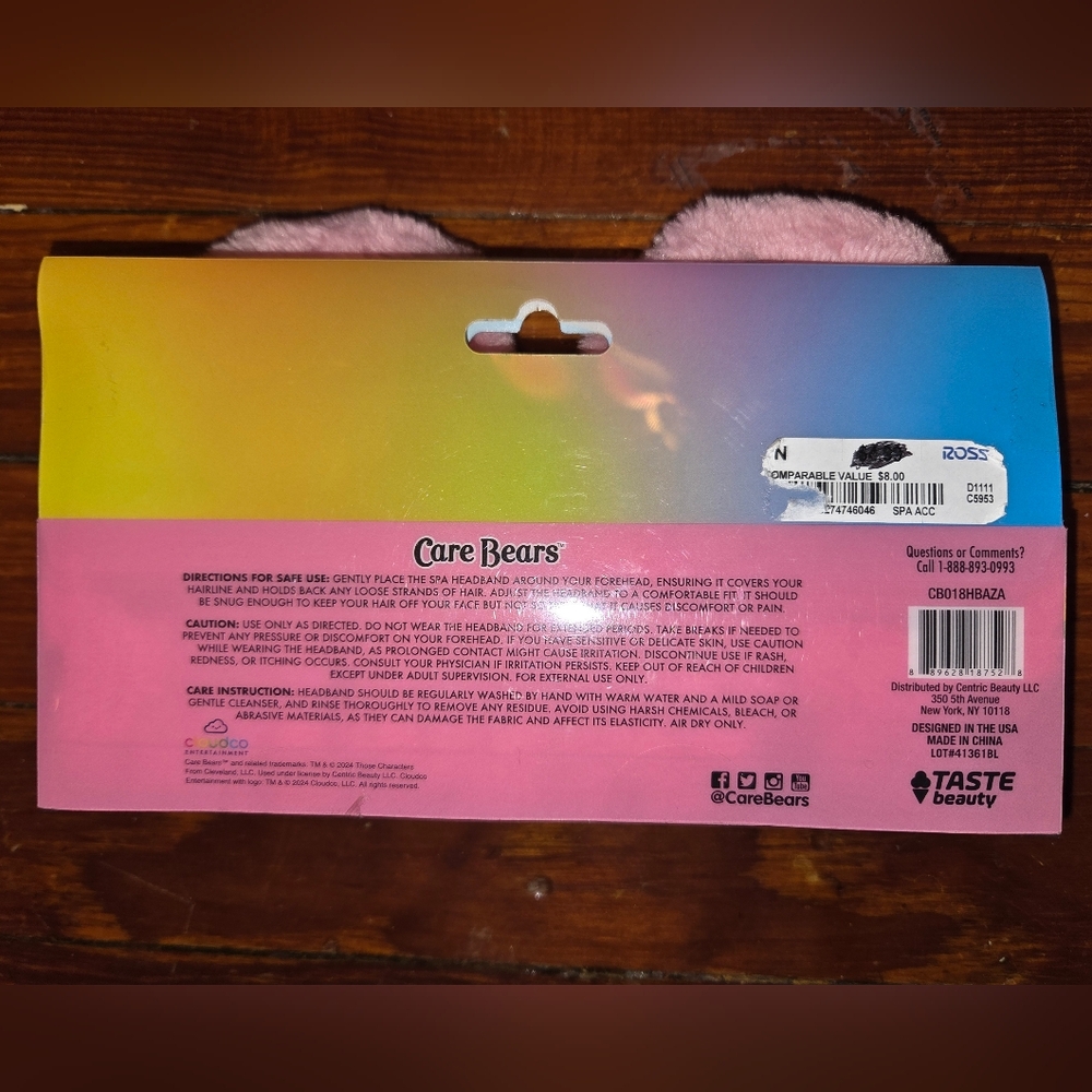 Care Bears Fuzzy Pink Spa Headband - Picture 3 of 4